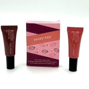 NIB Mary Kay Lmtd Edition Vinyl Shine Liquid Lip Set Brown & Glowing Neutral